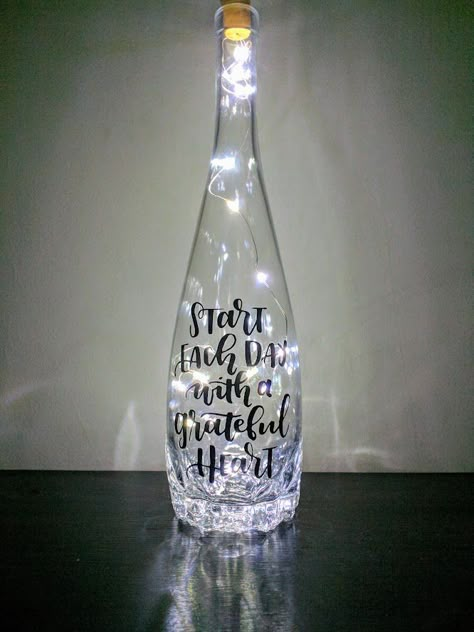 Wine Bottles Diy Ideas, Light In Bottle, Wine Bottles In The Garden, Bottle With Lights, Wine Bottle Project, Hand Painted Wine Bottles, Wine Bottle Lamp, Empty Wine Bottles, Light Up Bottles