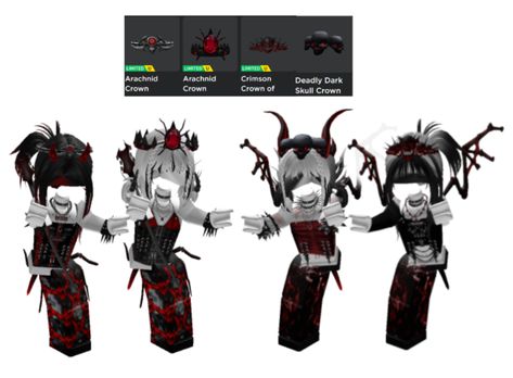 Black And Red Roblox Avatar, Red Iron Horns Roblox Outfits, Black Crowns, Roblox Codes Outfits, Emo Roblox Avatar, Soccer Inspiration, Roblox Skin, Girl Code, Black Crown