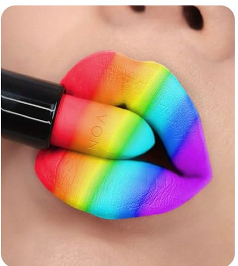 Lip Makeup Art, Rainbow Lipstick, Halloween Lip Makeup, Lip Makeup Ideas, Rainbow Lips, Lip Art Makeup, Unicorn Fashion, Lip Wallpaper, Pride Makeup