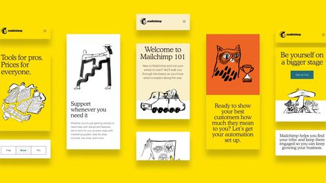 Mailchimp Relaunch Mailchimp Design, Conceptual Sketches, Mobile App Design Inspiration, Digital Banner, Brand Campaign, App Design Inspiration, Fun Illustration, Email Design, Mobile App Design