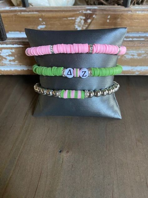 Delta Zeta/DZ 3 Custom Bracelet-Officially Licensed-Sorority Greek Letter Bracelets-Sorority Bid Day Gift-Sorority Initiation Gift by GSLCreations on Etsy Little Gift Ideas, Sorority Initiation, Little Gifts Sorority, Letters Sorority, Bid Day Gifts, Letter Bracelets, Delta Zeta Sorority, Keep Bracelet, Sorority Names