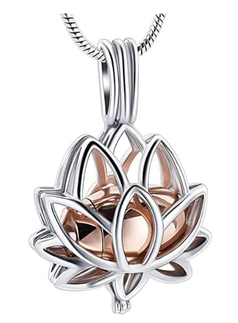 Jewelry For Ashes, Flower Urn, Memorial Jewelry Ashes, Remembrance Jewelry, Ashes Necklace, Cremation Necklaces, Lotus Pendant, Memorial Pendant, Urn Pendant