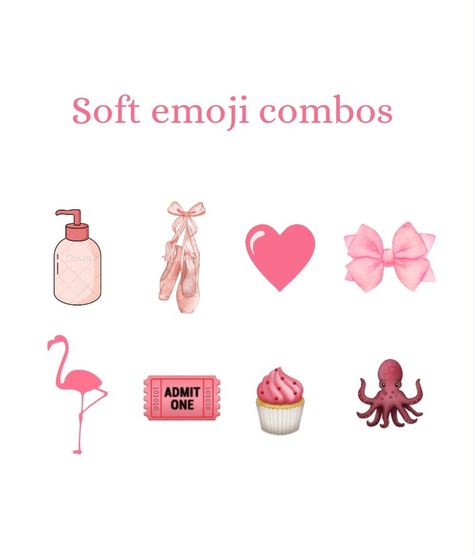 Soft girl aesthetic, pink aesthetic, aesthetic emojis, emoji combinations, soft girl emojis, pink emojis Pink Emoji Aesthetic, Pink Emoji Combinations, Preppy Emojis, Aura Background, Pink Emoji, World Emoji Day, Girl Emoji, Emoji Combinations, Simple Iphone Wallpaper