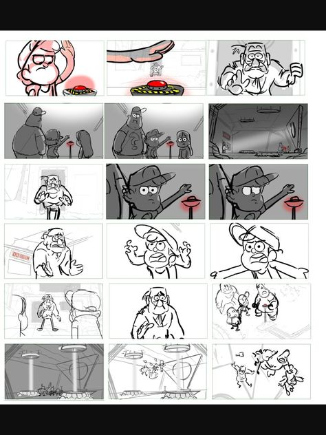 Storyboard Gravity Falls Concept Art, Dynamic Storyboard, Gravity Falls Storyboard, Storyboard Background, Cartoon Storyboard, Disney Storyboard, Storyboard Inspiration, Storyboard Examples, Storyboard Drawing