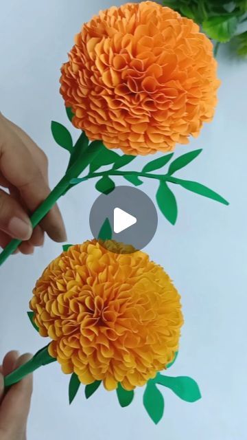 Diy Paper Marigold Flower, Color Paper Flowers, Mexican Paper Flower Centerpieces, Marigold Flower Paper Craft, How To Make Marigold Flowers, Craft Ideas Videos Creative, Diy Color Paper Crafts, How To Make Paper Marigold Flowers, Marigold Diy Paper Flowers