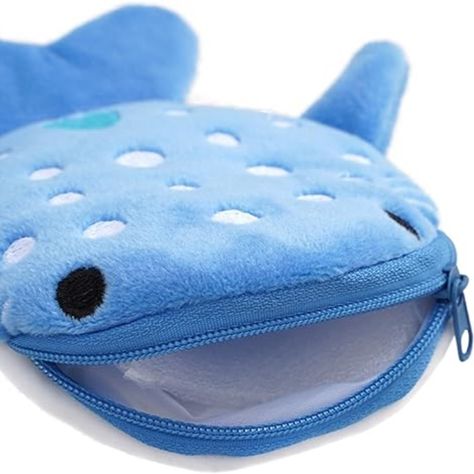 Shark Cute Coin Purse Coin Pouch Cute Shark Small Wallet for Women Plush Cartoon Cosmetic Items Bag (Blue) Earphone Pouch, Shark Plush, Cute Whales, Cute Shark, Key Bag, Pouch Organizer, Coin Wallet, Coin Bag, Change Purse