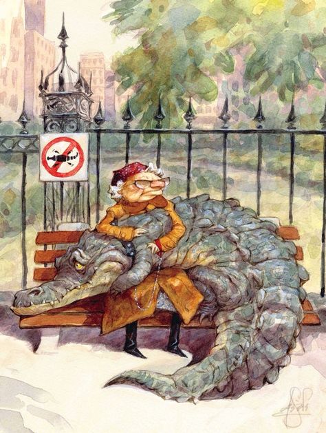 A woman defiantly sits on a bench with her worried pet crocodile.Crocodile Tears500 Piece Jigsaw PuzzleFinished Puzzle Size: 18"x24"Linen Style Finish to reduce glareMade in USARecommended Age: 10+ Years Crocodile Tears, Harry Potter Book Covers, New Yorker Covers, 500 Piece Jigsaw Puzzles, Penguin Random House, Linen Style, Jim Morrison, Family Game Night, Watercolor Animals