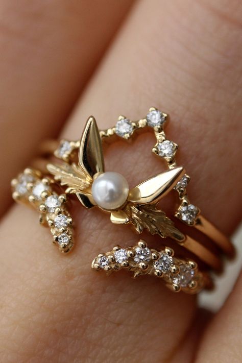 3 Ring Stack, Zelda Wedding Theme, Loz Fairy, Zelda Fairy, Zelda Wedding, Zelda Ring, Fairy Ring, Arrow Ring, Ring Stack