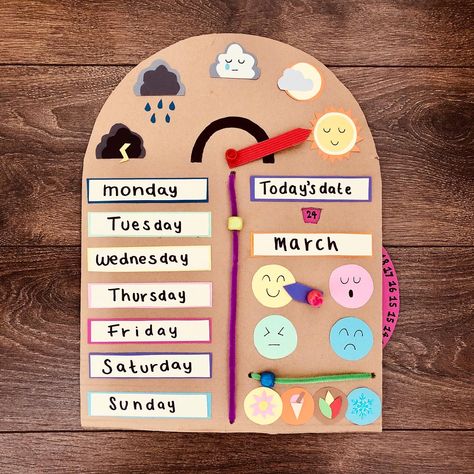 Weather Chart Ideas For Preschool, Diy Weather Chart For Kids, Weather Chart For Kids Classroom, Diy Weather Chart, Weather Chart Ideas, Weather Chart Preschool, Weather Chart For Kids, Preschool Weather Chart, Seasons Project