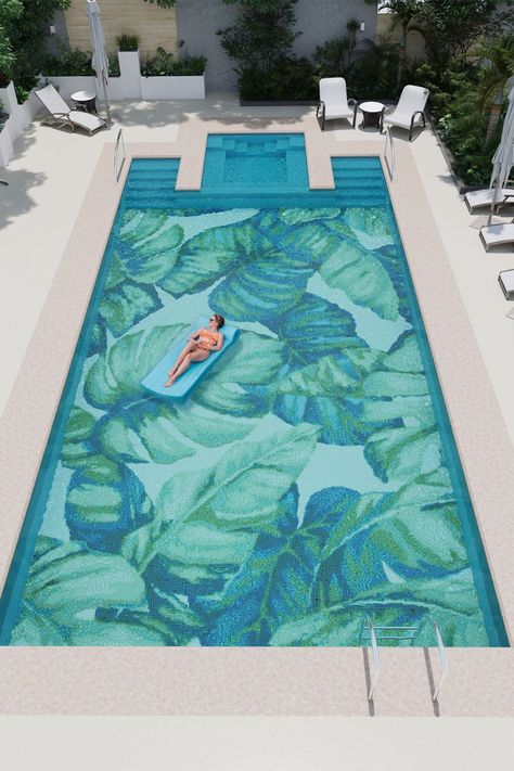 Mural Plants, Pool Tile Designs, Lap Pool Designs, Pool Oasis, Swimming Pool Mosaics, Mosaic Mural, Mosaic Pool Tile, Luxurious Pool, Plants Pattern