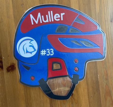 Customized Hockey helmet sign great to use for hockey | Etsy Hockey Signs, Hockey Diy, Hockey Crafts, Hockey Halloween, Hockey Tournaments, Hockey Helmet, Sports Painting, Hockey Season, Hockey Goalie