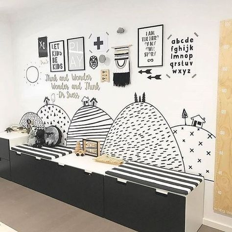 Neutral Kids Bedroom, White Kids Room, Monochrome Kids, Children's Bedroom Ideas, Scandi Nursery, Monochrome Nursery, Kids' Playroom, Playroom Design, Big Boy Room