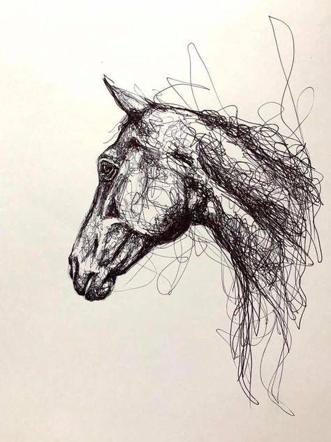 Scribble Drawings, Biro Drawing, Biro Art, Personal Portrait, Horse Art Drawing, Watercolor Dog Portrait, Horse Sketch, Art Sketches Doodles, Animal Pen