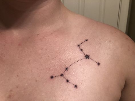 Canis Major/Sirius Tattoo (Or my rather subtle Harry Potter tattoo...) Canis Major Sirius, Casseopia Tattoo, Canis Major Constellation Tattoo, Sirius Constellation Tattoo, Wolfstar Tattoo Ideas, Sirius Star Tattoo, Canis Major Tattoo, Subtle Harry Potter Tattoos, Sirius Black Tattoos