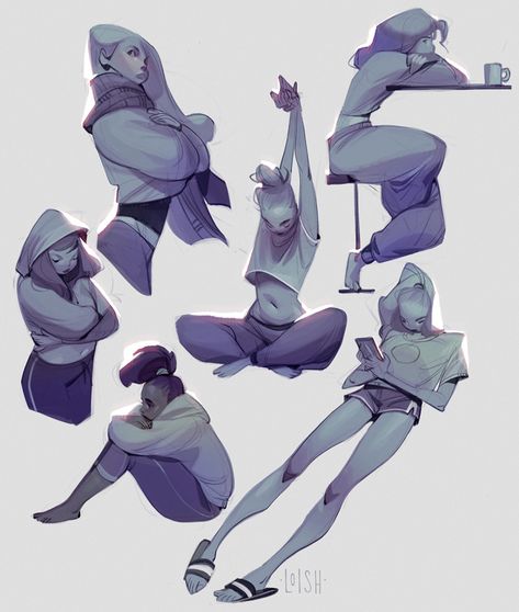 loish blog 캐릭터 드로잉, Comfy Clothes, Anatomy Art, Illustration Character Design, Illustration Artists, Drawing Reference Poses, Art Reference Photos, Art Reference Poses, Figure Drawing