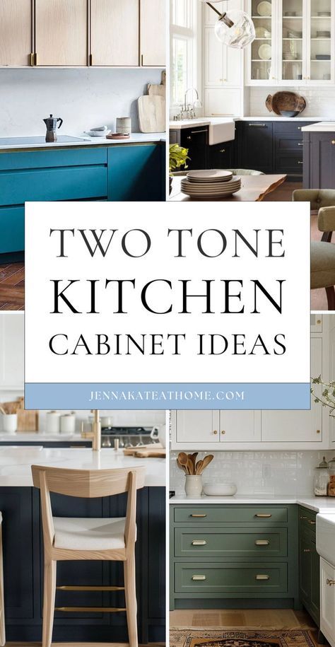 Explore these two tone kitchen cabinets ideas to transform your space. Discover stylish kitchen cabinets with two colors for a modern look. These two toned kitchen cabinets offer unique two toned cabinet ideas that will enhance your kitchen. Find the perfect paint colors for kitchen cabinets to create the best kitchen cabinets. Embrace the trend of two tone kitchen cabinets for a stunning kitchen makeover. Different Color Cabinets In Kitchen, Kitchen Cabinets Two Colors, 2 Toned Kitchen Cabinets, Two Color Kitchen Cabinets, Paint Colors For Kitchen Cabinets, Two Toned Kitchen, Colors For Kitchen Cabinets, Paint Colors For Kitchen, Two Toned Kitchen Cabinets