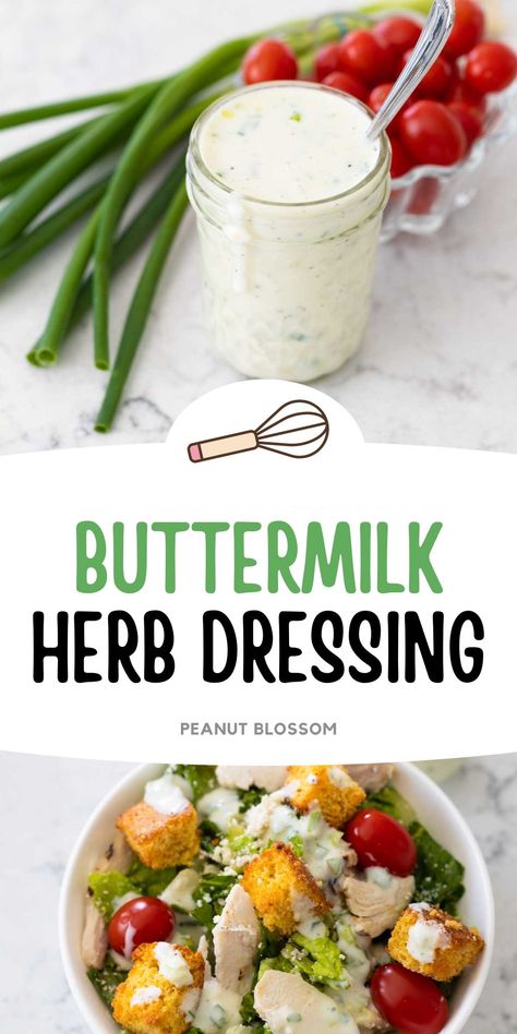 Buttermilk Herb Dressing Buttermilk Salad Dressing, Leftover Buttermilk, Herb Dressing Recipe, Herb Dressing, Buttermilk Dressing, Healthy Chicken Salad, Herb Salad, Healthy Salad Dressing, Veggie Dip