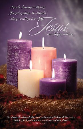 Hope Advent, Church Bulletin Designs, Advent Catholic, Pink Pillar Candles, Church Bulletin Covers, Advent Prayers, Luke 2 10, Luke 2 11, Christmas Devotional