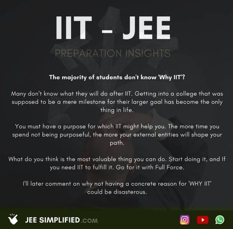 Description : IIT JEE Preparation, IIT JEE Guidance, Pratham Pengoria Motivation For Iit Jee, Motivational Quotes For Jee Aspirants, Jee Aspirants Motivation, Jee Preparation Tips, Air 1 Jee Motivation, Jee Inspiration, Iit Jee Motivation Quotes, Iit Bombay Campus, Jee Prep