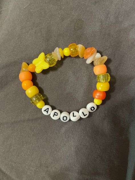 Percy Jackson Friendship Bracelet, Pjo Bracelet Ideas, Percy Jackson Bracelet Ideas, Apollo Devotee, Apollo Bracelet, Percy Jackson Bracelet, Percy Jackson Jewelry, Kandi Projects, Percy Jackson Crafts