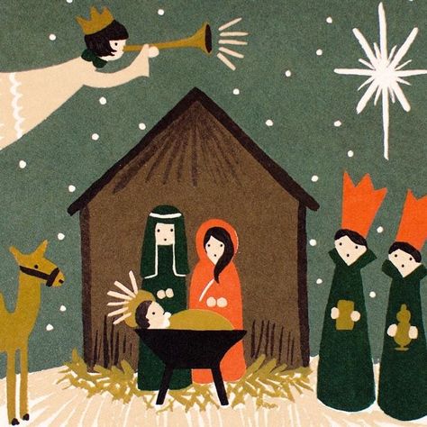 Migration Art, Football Factory, Nativity Painting, Christmas Graphics, Religious Christmas, Christmas Nativity, Christmas Illustration, Holiday Art, Nativity Scene