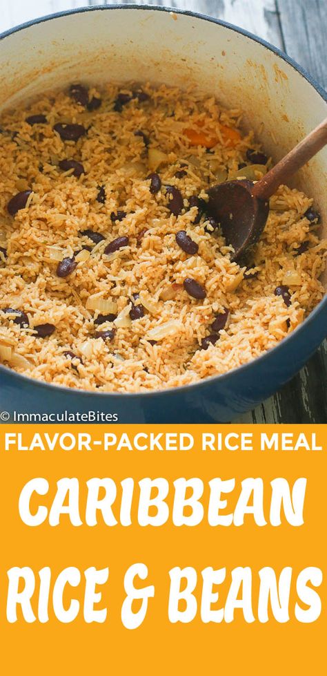 Caribbean Rice and Beans Carribean Rice And Beans, Caribbean Rice And Peas Recipe, Jamaican Rice And Beans, Caribbean Rice And Beans, Cuban Rice And Beans, Caribbean Rice, Rice With Beans, Jamaican Rice, Rice And Beans Recipe