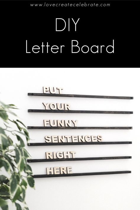 Beautiful DIY Wooden Letter Board! This DIY version is better than Targets! Make this beautiful decor with some scrap wood and fill up your letter board with great quotes and ideas. This wall-mounted letter board idea is so unique and versatile! #letterboard #funny #scraps #woodworking Letterboard Funny, Diy Wooden Letters, Wooden Letter Board, Diy Letter Board, Simple Diys, How To Varnish Wood, Blogger Inspiration, Diy Letters, Scrap Wood Projects