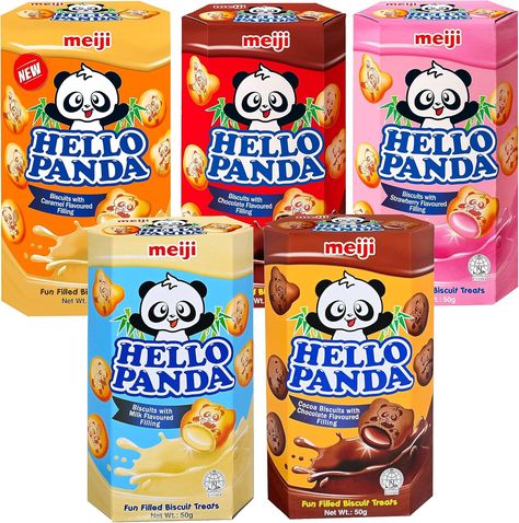 Meiji Hello Panda Biscuits Flavoured Fillings Snacks (Pack of 5 Assorted Flavours) Halal Halal Snacks, Hello Panda, Filling Snacks, Luxury Food, Chocolate Sweets, Flavored Milk, Snack Packs, Caramel Flavoring, Chocolate Flavors