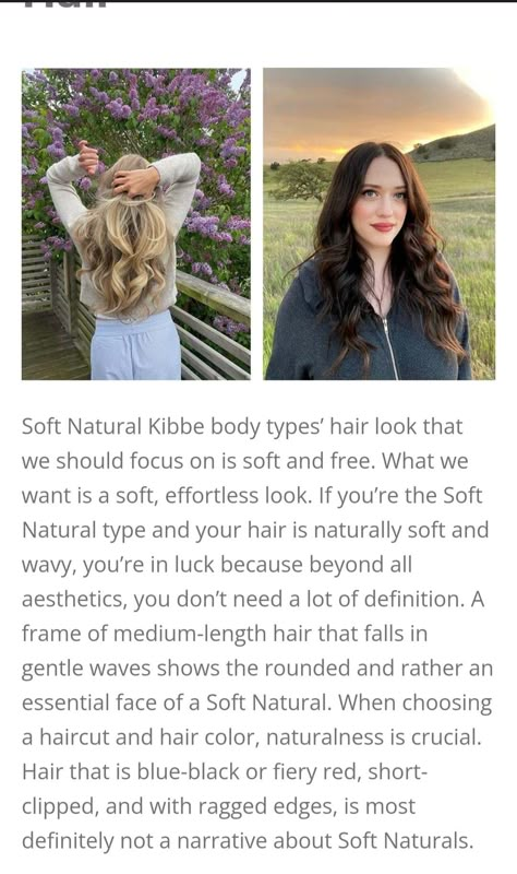 Essence Style Types, Soft Natural Kibbe Hairstyles, Soft Natural Ingenue Essence, Kibbe Soft Natural Hair, Kitchener Natural Essence, Soft Natural Hair Kibbe, Natural Ingenue Style, Soft Natural Lines, Mermaid Ethereal