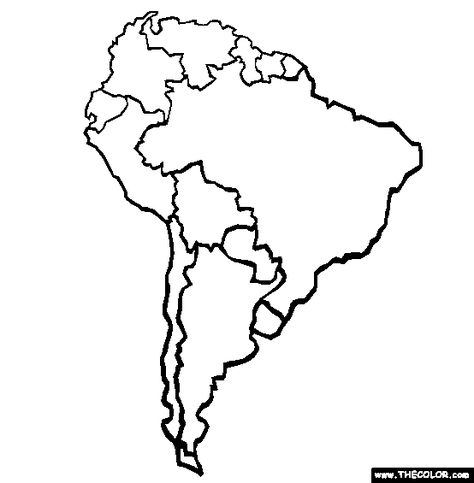 100% Free continents Coloring Pages. Color in this picture of an South America and others with our library of online coloring pages. Save them, send them; they're great for all ages. America Outline, South America Continent, Geography For Kids, South America Map, Asia Map, North America Map, Maps For Kids, Coloring Pages Inspirational, American Continent