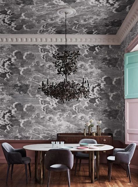 Fornasetti Wallpaper, Flock Wallpaper, Sandberg Wallpaper, Cole And Son Wallpaper, Dining Room Wallpaper, Luxury Wallpaper, Mural Design, Cole And Son, Futurism