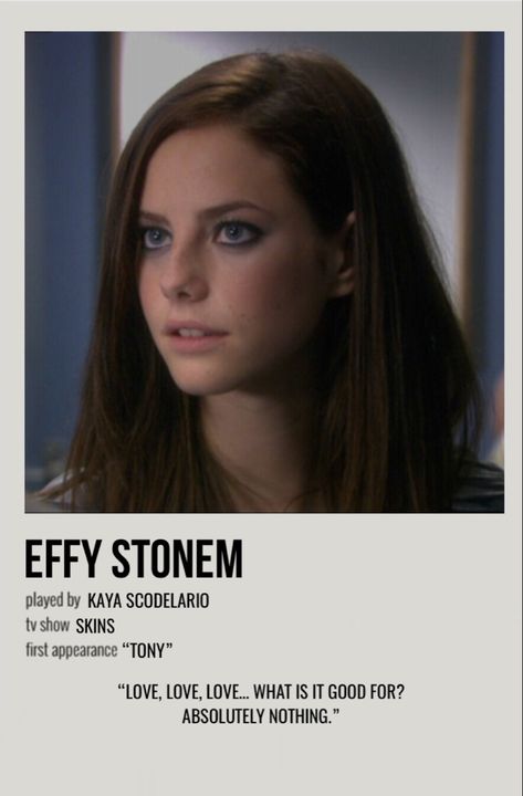 Effy Skins Aesthetic, Skins Poster, Skins Effy, Effy Skins, Polaroid Movie Poster, Movie Character Posters, Skins Characters, Effy Stonem, Character Poster