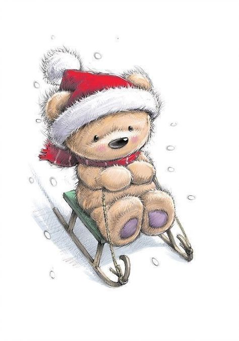 Christmas Teddy Bear Drawing, Santa Drawing, Xmas Drawing, Christmas Sketch, Christmas Window Painting, Xmas Pictures, Winnie The Pooh Christmas, Christmas Artwork, Christmas Teddy Bear