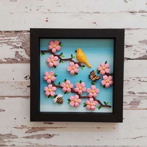 3d Clay Mural Art Flowers, Clay Art For Home Decor, 3d Art Frame, Glass Clay Art, Mouldit Art Ideas On Canvas, 3d Frame Art, Art For Baby Room, Butterfly Wall Art Diy, Super Clay