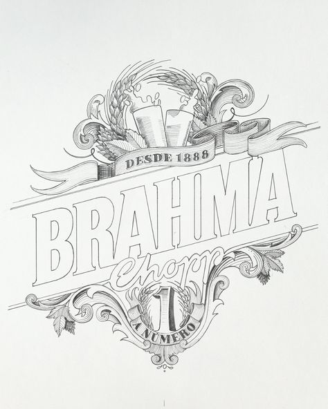 Brahma Beer - Illustration & Lettering for Label on Behance Beer Label Illustration, Victorian Lettering, Label Illustration, Beer Illustration, Popular Beers, Illustration Lettering, Beer Label Design, Beer Label, Design Typography