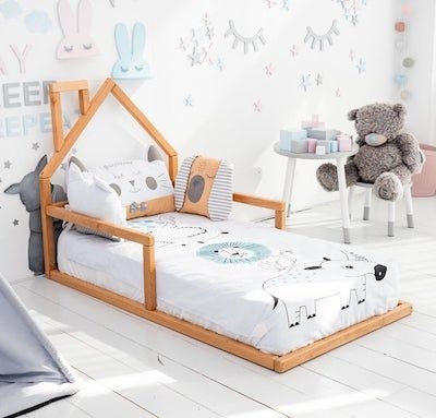 Toddler Twin Bed, Cool Toddler Beds, Diy Toddler Bed, Toddler Bed Frame, Montessori Floor Bed, Toddler Floor Bed, Kids Twin Bed, Montessori Bed, Ikea Curtains