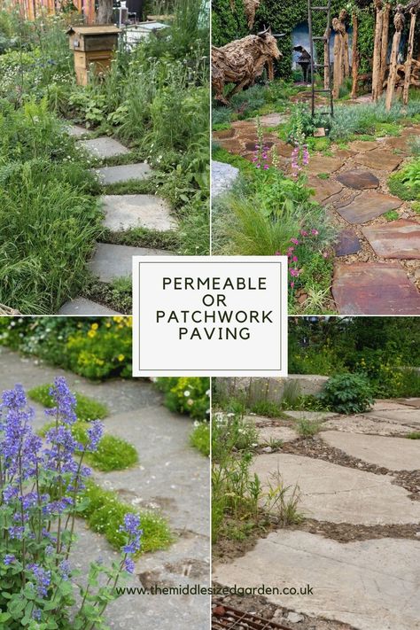 Chelsea 2023, Paver Path, Stone Garden Paths, Permeable Paving, Garden Pavers, Paving Ideas, Crazy Paving, Small Vegetable Gardens, Small Front Yard