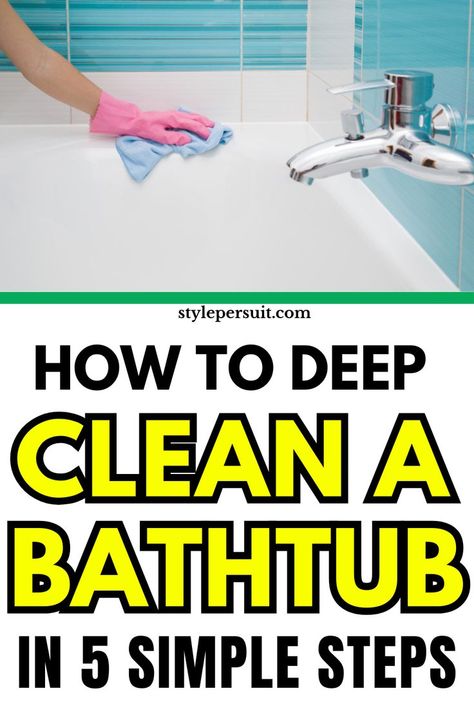 follow our simple cleaning guide to how to clean a bathtub, including the drain, grout lines, and caulking. We'll show you how to use household ingredients, including dish soap, white vinegar, and baking soda, to cut through grime and remove stains with minimal scrubbing, saving time and money. With our tips, achieving a squeaky-clean tub doesn't have to be a chore. Clean A Bathtub, Vinegar And Baking Soda, Baking Soda Vinegar, Clean Bathtub, Easy Cleaning Hacks, Tub Cleaner, Cleaning Guide, Diy Cleaners, Cleaning Appliances