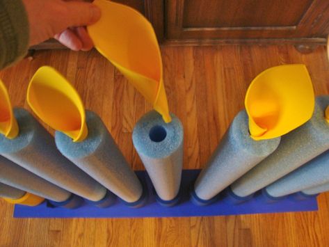 Pool Noodle Birthday Candles, Hanukkah Decorations Diy, Swim Noodles, Noodles Ideas, Foam Noodles, Yellow Crafts, Michaels Craft, Hanukkah Decorations, Hanukkah Candles