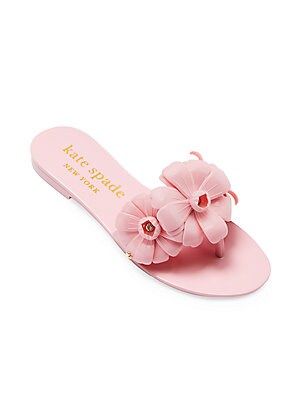 These kate spade new york Jaylee thong slides are adorned with tropical-floral embellishments..PVC upper.Open toe.Slides on.PVC sole.Imported. Turquoise Sandals, Kate Spade Sandals, Leopard Print Wedges, Bow Flip Flops, Jeweled Sandals, Leather Thong Sandals, Leather Sandals Flat, Leather Sandals Women, Kate Spade Shoes