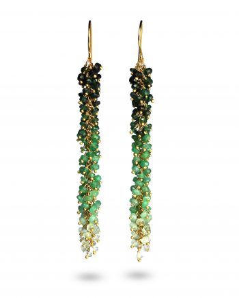 Green Intricate Design Bridal Drop Earrings, Festive Green Gemstone Bridal Earrings, Green Drop Earrings With Gold Beads, Green Botanical Drop Earrings Jewelry, Luxury Green Gemstone Earrings, Hoop Earrings Diy, Emerald Green Earrings, Ombre Earrings, Emerald Bead