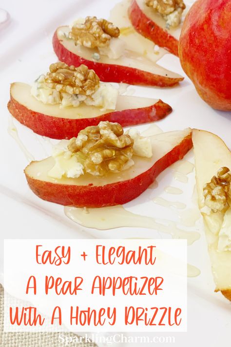 Appetizers With Pears, Pear Appetizer Recipes, Pear Appetizer, Seasonal Appetizers, Honey Appetizers, Appetizer Recipes Vegetarian, Recipe Using Apples, Honey Drizzle, Cream Cheese Appetizer