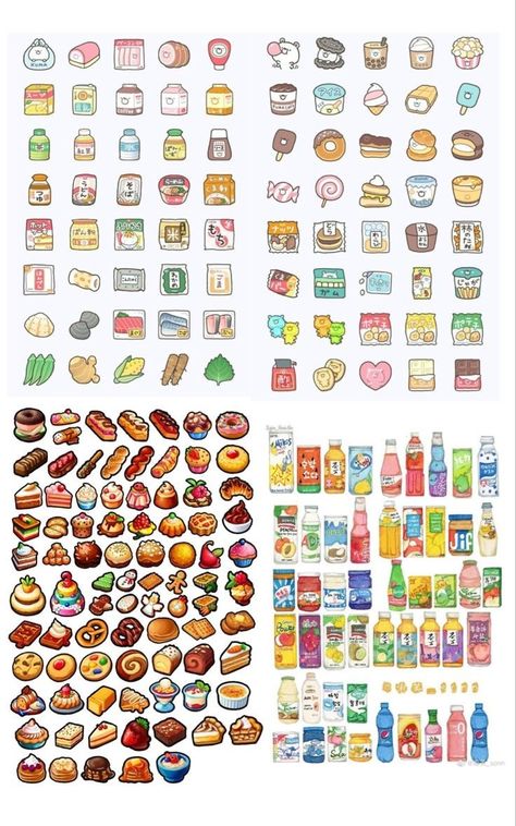 Mini Food Printables, Mini Food Paper, Diy Paper Dolls Templates, Paper Doll Food, Stiker Kawaii Cute, Paper Duck Food, Kawaii Paper Doll, Mini Paper Doll, Kawaii Food Stickers