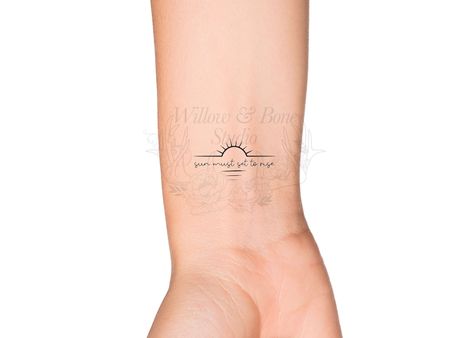 Sun Must Set to Rise Sun Wave Temporary Tattoo Sun Rise Sun Set Quote Self Love Tattoo Sun Rays Small Wrist Tattoo - Etsy Tattoo Sun Rays, Rising Sun Tattoos, Small Wrist Tattoo, Tattoo Sonne, Tattoo Sun, Christian Sleeve Tattoo, Self Love Tattoo, Omerta Tattoo, Sun Tattoos