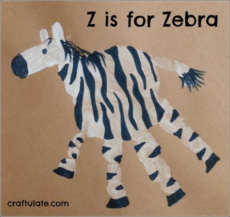 Z is for Zebra.... Animal Handprints Letter Z Handprint, Animal Handprints, Handprint Animals, Handprint Alphabet, Letter Z Crafts, Animal Crafts Preschool, Jungle Crafts, Zoo Phonics, Zoo Crafts