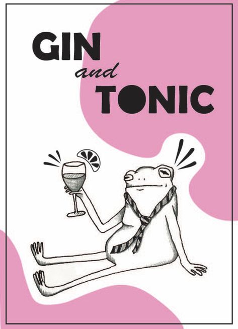 Gin And Tonic Drawing, Gin And Tonic Aesthetic, Frog Poster, Tonic Drink, Gin Tonic, Gin And Tonic, Drawing Ideas, Gin, Doodles