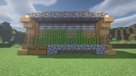 Automatic cane farm, will take care of harvesting itself. Minecraft Sugarcane Farm Ideas, Automatic Sugar Cane Farm Minecraft, Sugarcane Farm Minecraft, Sugar Cane Farm Minecraft, Sugarcane Farm, Sugar Cane Farm, Farm Minecraft, Minecraft Farm, Minecraft Buildings