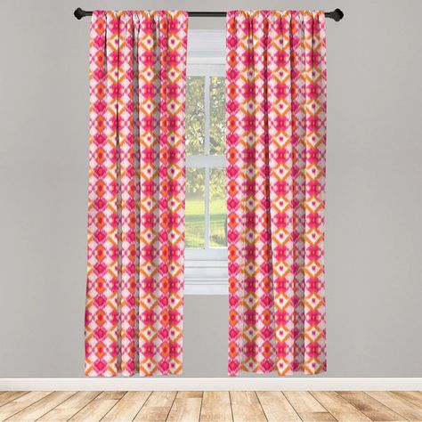 East Urban Home Ikat Room Darkening Rod Pocket Curtain Panels | Wayfair Uga Dorm, Pink Curtains, Rod Pocket Curtain Panels, Rod Pocket Curtains, Garden Doors, Sliding Panels, Room Darkening, Curtain Panels, Game Room Furniture