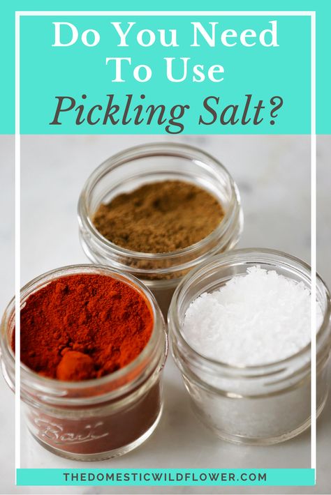 Many canning recipes call for pickling salt, and curious canners want to know: Do you need to use pickling salt? I’ll explain what pickling salt is, when you should use it, when it is okay to skip,… Canning Equipment, Canning Salt, Salt Substitute, Canning 101, Canning Process, Canning Pickles, Pickling Salt, Canning Tips, Canning Supplies