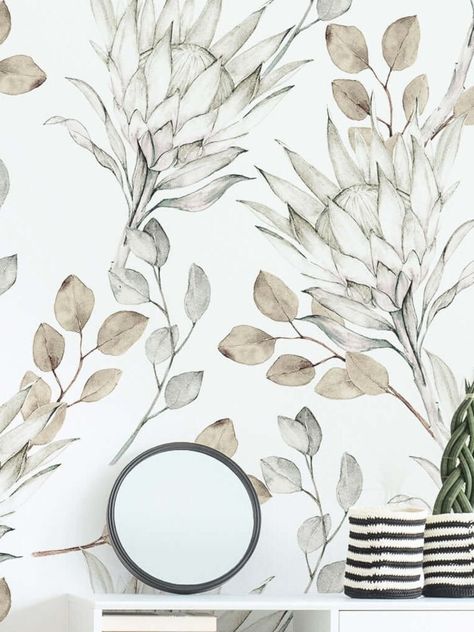 Beige Floral Peel and Stick Wall Mural, Scandi-inspired Botanical Wallpaper, Vinyl Wallpaper for Decor, Floral Wallpaper, Cottagecore Decor - Etsy Vinyl Wallpaper Living Room, Wallpaper Cottagecore, Diy Tray Decor, Colours That Go With Grey, Wallpaper Powder Room, Powder Room Wallpaper, Wallpaper Vinyl, Peel And Stick Wall Mural, Wallpaper Project